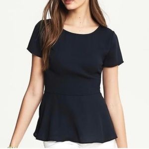 Banana Republic Navy Blue Peplum Top SZ 12